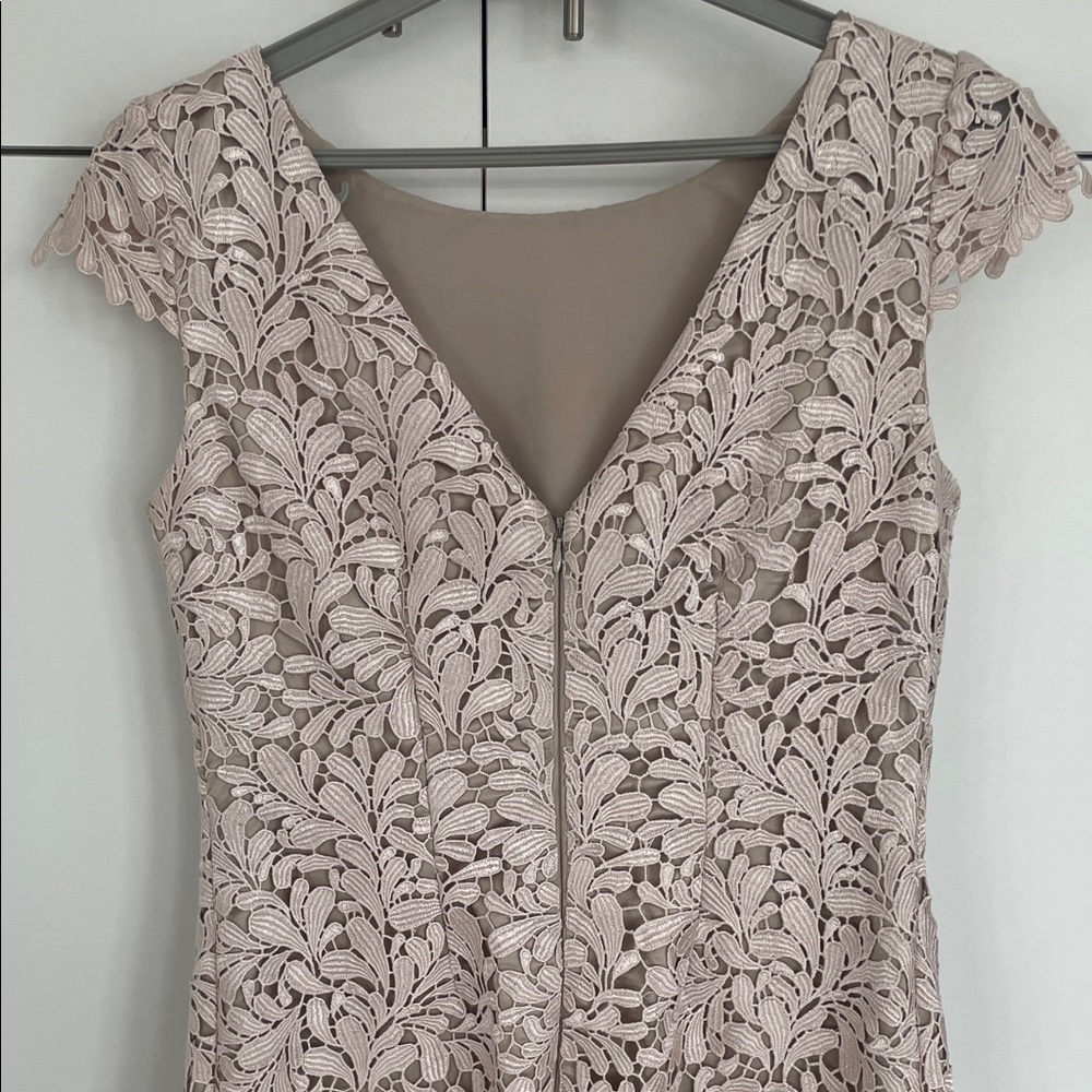 Eliza J Embroidered Powder Pink Lace Overlay Cocktail Dress - Size 4 - Picture 9 of 16